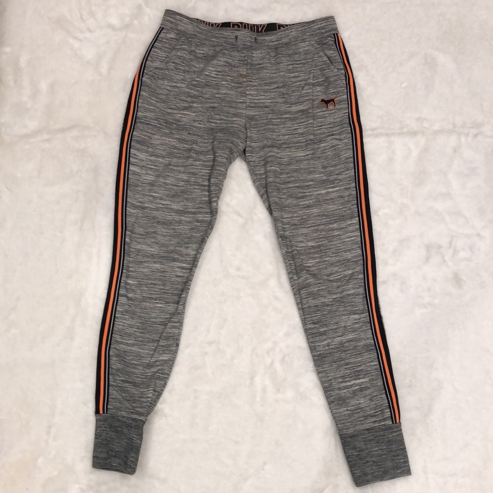 PINK Grey and Orange Jersey Stripe Joggers